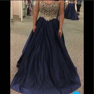 Betsy and Adam Navy Blue Gown
